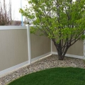 White & Tan 6 ft Tall Privacy Two Tone Fence